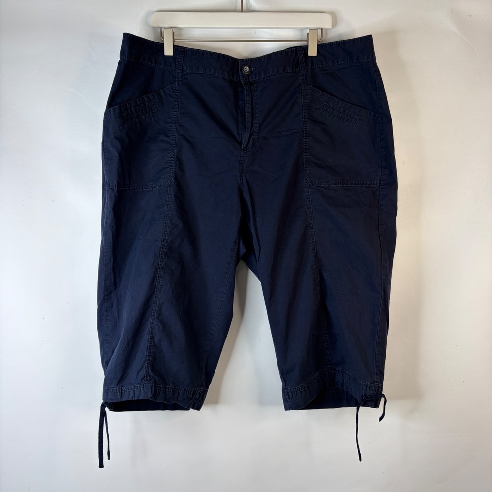 Dockers Capri Pants Womens 22W Navy Blue Cargo Cropped Stretch Cotton Drawstring